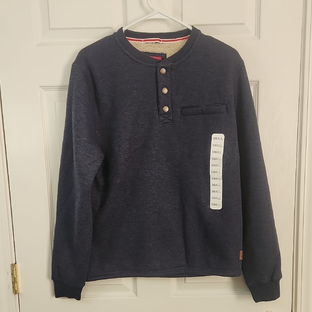 Coleman Blue Crewneck Sweater with Ribbed Cuffs